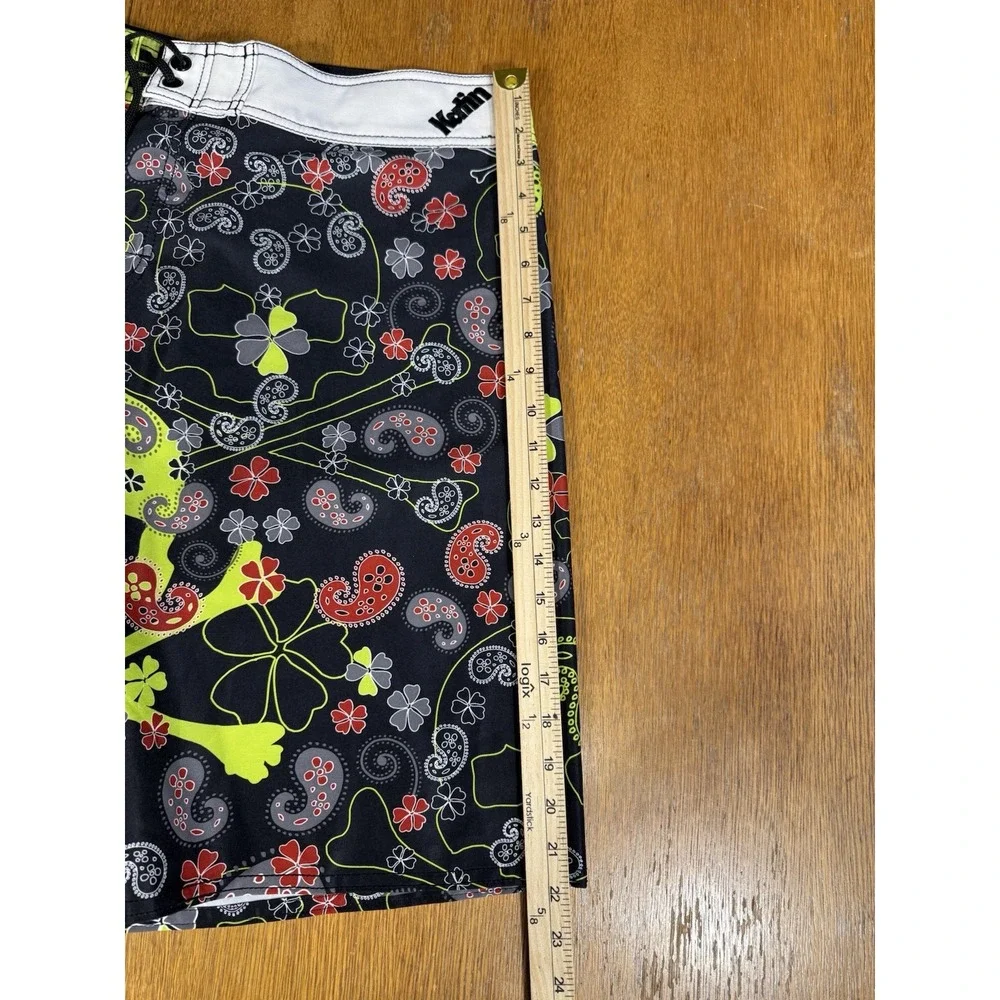 Katin Boardshorts 36 Skull Paisley Clover Surf Y2K‎ Tattoo Punk Board Shorts